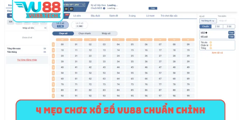 4 mẹo chơi xổ số VU88 chuẩn chỉnh