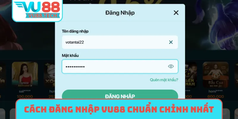 Cách đăng nhập VU88 chuẩn chỉnh nhất