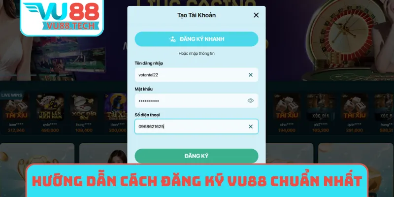 Hướng dẫn cách đăng ký VU88 chuẩn nhất